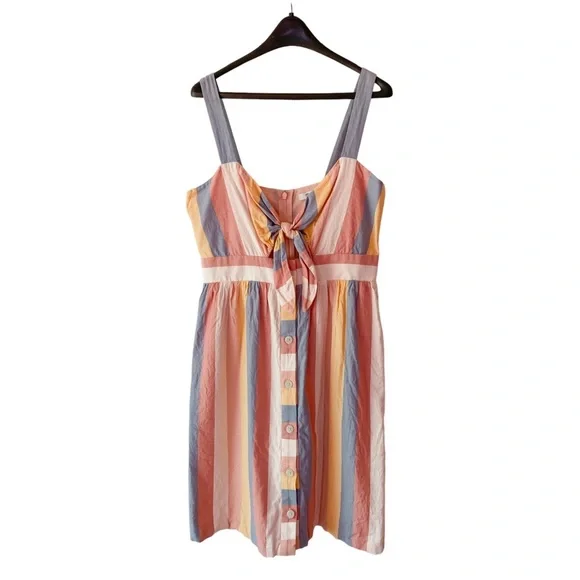 Madewell Tie Front Cutout Dress in Sherbet Stripe SIZE 4